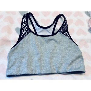 PINK Victoria's Secret Sports Bra Women Small Grey Ultimate Racerback Logo Strap